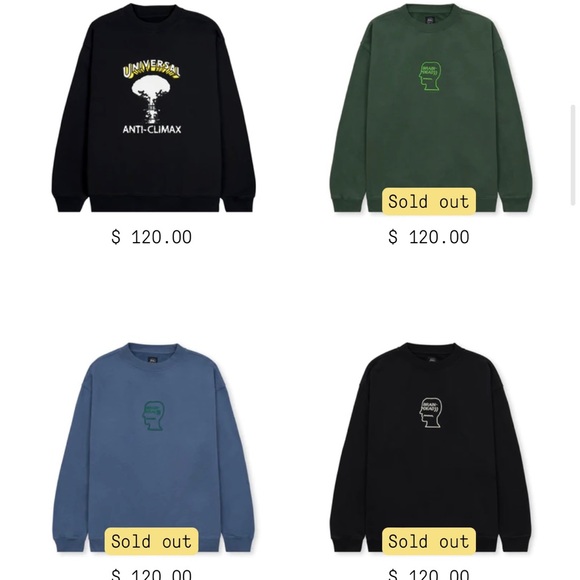 We Are Brain Dead - Embroidered Crew Neck Sweater - Navy/Yellow - Men’s SM - Picture 4 of 4